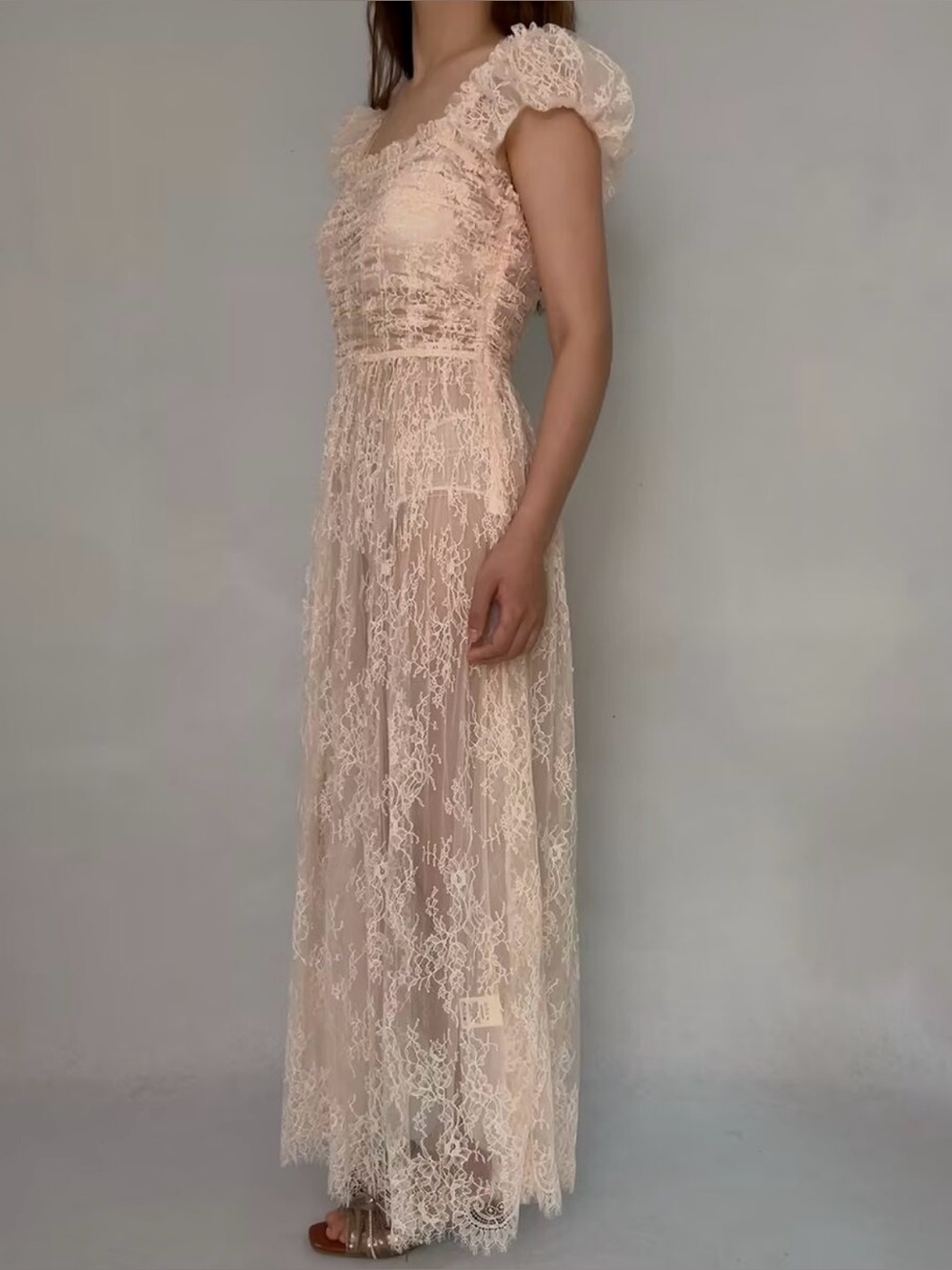 DOEN Delicate Lace Pamelina Maxi Dress in Petunia Pink - Picture 3 of 12
